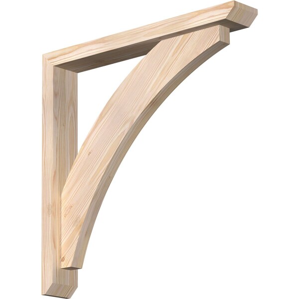 Ekena Millwork Thorton Slat Smooth Bracket w/ Offset Brace, Douglas Fir, 3 1/2"W x 24"D x 24"H - BKT0402X24X24THR06SDF