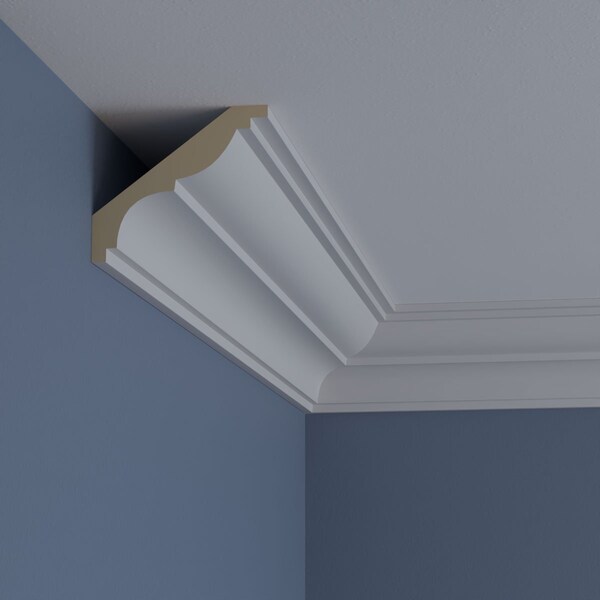 Ekena Millwork 3 3/8"H x 3 1/2"P x 4 3/4"F x 94 1/2"L Traditional Smooth Crown Moulding - MLD03X03X04TR