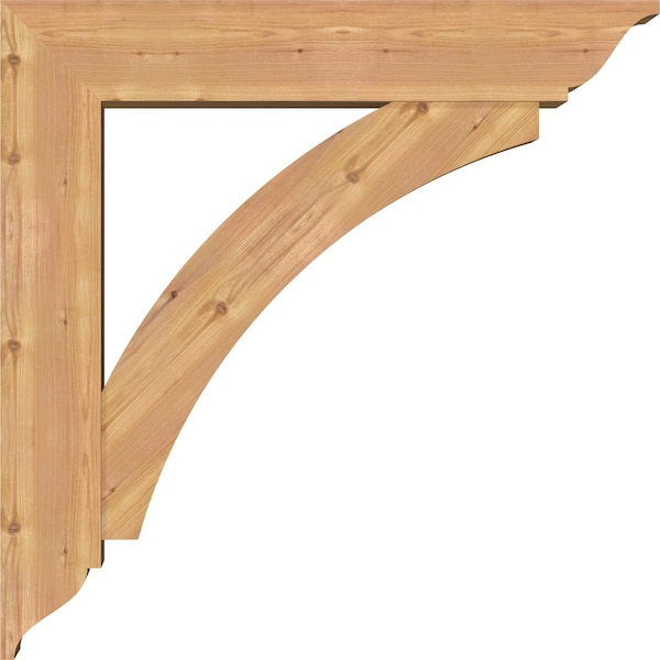 Ekena Millwork Thorton Traditional Smooth Bracket w/ Offset Brace, Western Red Cedar, 7 1/2"W x 36"D x 36"H - BKT0806X36X36THR01SWR