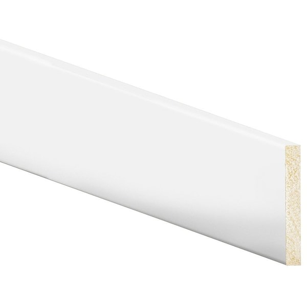 Inteplast Group Modern Baseboard Moulding, 8 ft L, 4 in W, 12 in Thick, Polystyrene, Crystal White - 50400800032