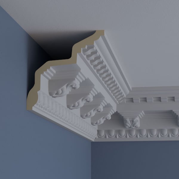 Ekena Millwork 6 1/2"H x 6 1/2"P x 9 1/4"F x 94 1/2"L Stockport Crown Moulding - MLD06X06X09ST