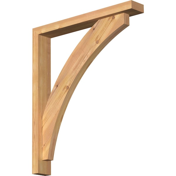 Ekena Millwork Thorton Block Smooth Bracket w/ Offset Brace, Western Red Cedar, 3 1/2"W x 24"D x 28"H - BKT0402X24X28THR05SWR