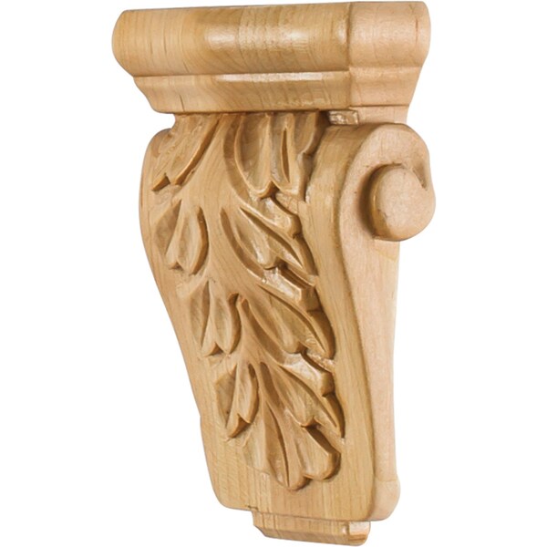 Hardware Resources 3-5/8" Wx1-1/2"Dx5-1/2"H Rubberwood Acanthus Corbel - CORP-2RW