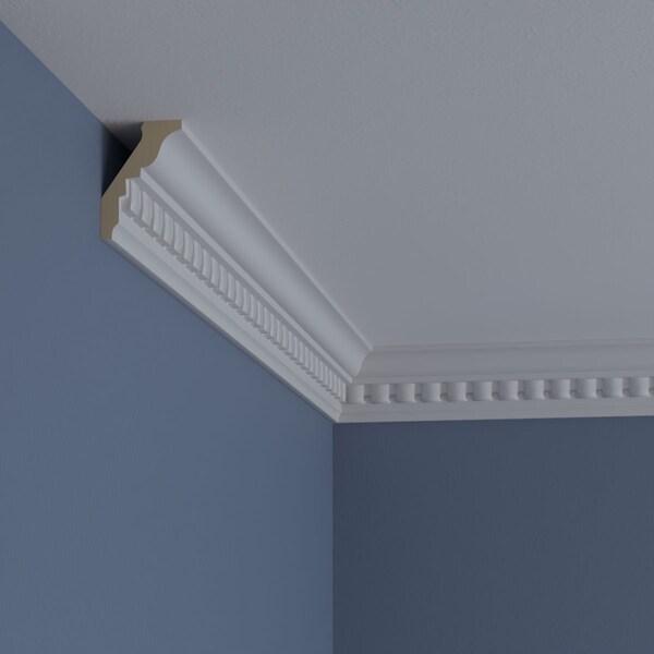 Ekena Millwork 2 3/4"H x 1 7/8"P x 3 1/4"F x 94 1/2"L, (1" Repeat) Dentil Crown Moulding - MLD03X01X03DE