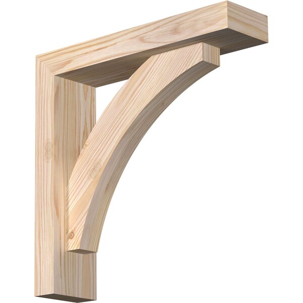 Ekena Millwork Thorton Block Smooth Bracket w/ Offset Brace, Douglas Fir, 3 1/2"W x 14"D x 14"H - BKT0402X14X14THR05SDF