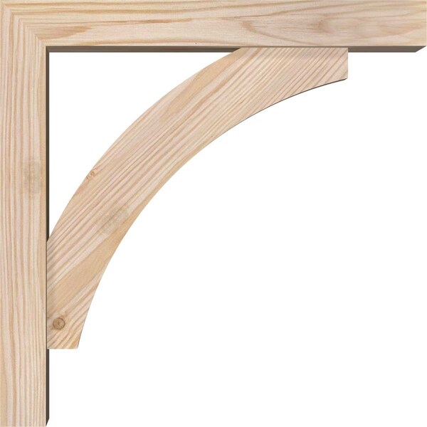 Ekena Millwork Thorton Block Smooth Bracket w/ Offset Brace, Douglas Fir, 3 1/2"W x 14"D x 14"H - BKT0402X14X14THR05SDF