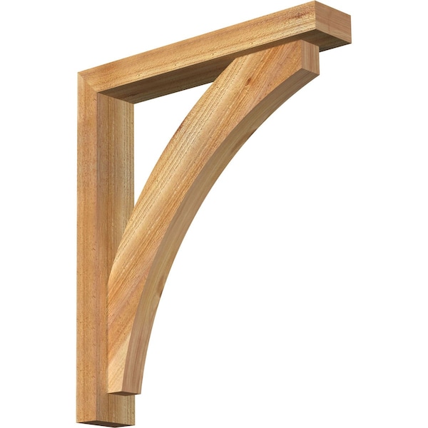 Ekena Millwork Thorton Block Rough Sawn Bracket w/ Offset Brace, Western Red Cedar, 4"W x 22"D x 26"H - BKT0402X22X26THR05RWR