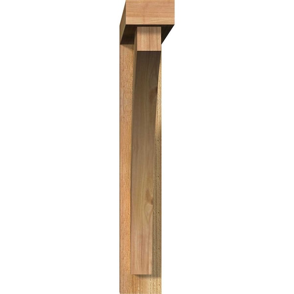 Ekena Millwork Thorton Block Rough Sawn Bracket w/ Offset Brace, Western Red Cedar, 4"W x 22"D x 26"H - BKT0402X22X26THR05RWR