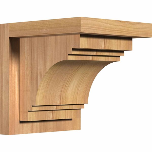 Ekena Millwork Pescadero Smooth Corbel w/Backplate, Western Red Cedar, 7 1/2"W x 8"D x 8"H - COR08X08X08PEC01SWR