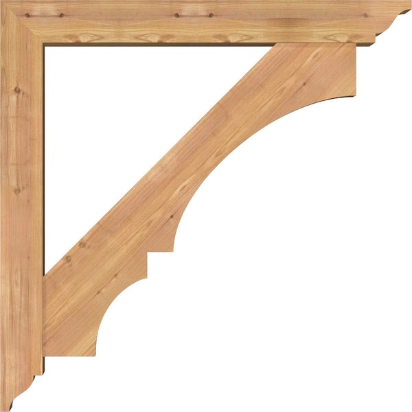 Ekena Millwork Balboa Traditional Smooth Bracket w/ Offset Brace, Western Red Cedar, 5 1/2"W x 34"D x 34"H - BKT0604X34X34BOA01SWR