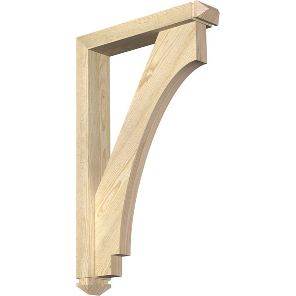 Ekena Millwork Imperial Arts and Crafts Rough Sawn Bracket w/ Offset Brace, Douglas Fir, 4"W x 20"D x 32"H - BKT0402X20X32IMP03RDF