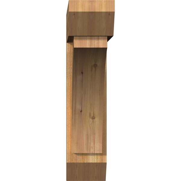 Ekena Millwork Thorton Slat Rough Sawn Bracket w/ Offset Brace, Western Red Cedar, 8"W x 34"D x 34"H - BKT0806X34X34THR06RWR