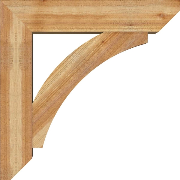 Ekena Millwork Thorton Slat Rough Sawn Bracket w/ Offset Brace, Western Red Cedar, 8"W x 34"D x 34"H - BKT0806X34X34THR06RWR