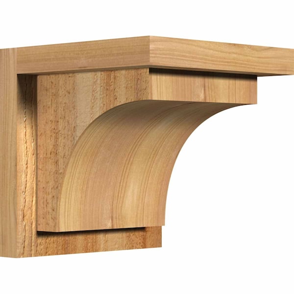 Ekena Millwork Huntington Rough Sawn Corbel w/Backplate, Western Red Cedar, 8"W x 8"D x 8"H - COR08X08X08HUN01RWR