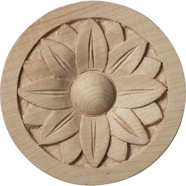 Ekena Millwork 2 3/4"W x 2 3/4"H x 1/4"P Bedford Round Rosette, Rubberwood - ROS02X02BERW