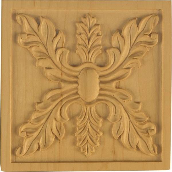 Osborne Wood Products 5 x 5 x 1/2 Square Acanthus Applique in Alder - 7635A