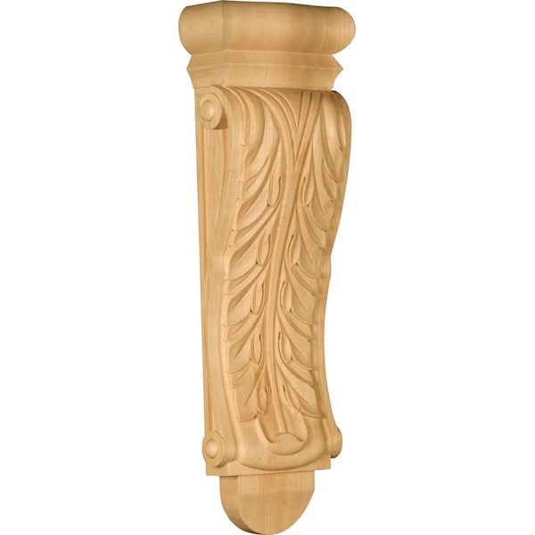 Osborne Wood Products 22 x 6 7/8 x 3 1/4 Narrow Acanthus Leaf Bar Corbel in Rubberwood < - 8068RW