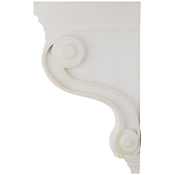 Ekena Millwork 3 3/8"W x 6 1/2"D x 10 1/2"H Boston Traditional Scroll Wood Vintage Decor Corbel, Chalk Dust White - CORWD03X06X10TSWH