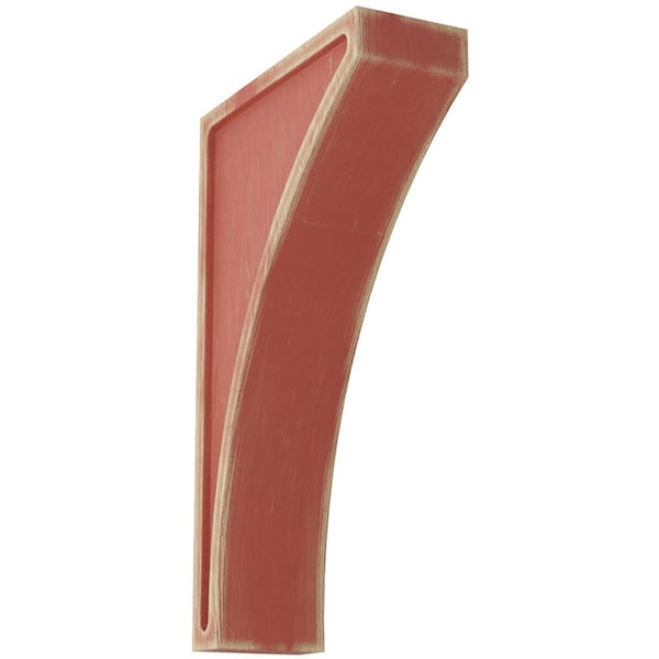 Ekena Millwork 3"W x 8 1/2"D x 14"H Jumbo Lawson Wood Vintage Decor Corbel, Salvage Red - CORWD03X08X14LWRD