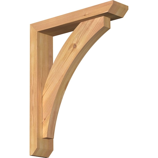 Ekena Millwork Thorton Slat Smooth Bracket w/ Offset Brace, Western Red Cedar, 3 1/2"W x 16"D x 20"H - BKT0402X16X20THR06SWR