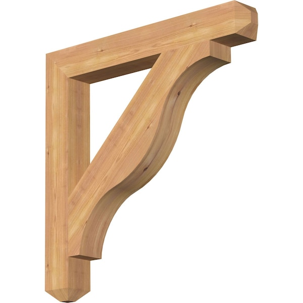 Ekena Millwork Funston Craftsman Smooth Bracket, Western Red Cedar, 3 1/2"W x 28"D x 28"H - BKT04X28X28FST04SWR