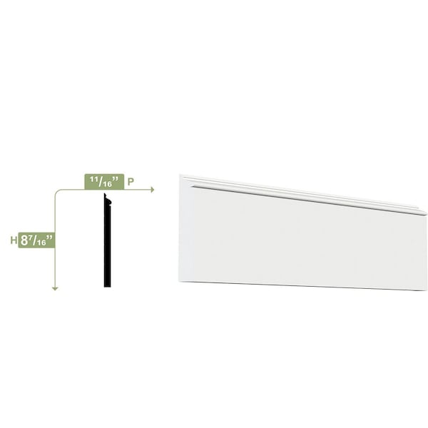 Ekena Millwork 8 1/2"H x 3/4"P x 96"L Combination Base Moulding, PVC - MLD08X01X96COSWPV