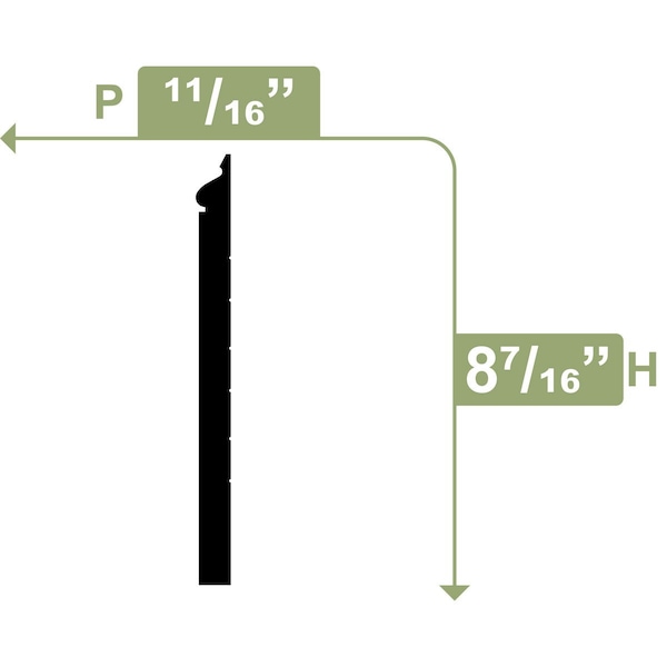 Ekena Millwork 8 1/2"H x 3/4"P x 96"L Combination Base Moulding, PVC - MLD08X01X96COSWPV