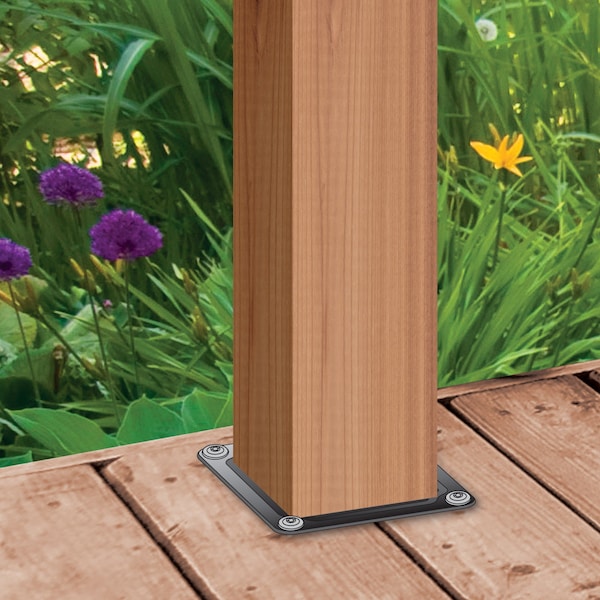 Nuvo Iron BLACK 4in x 4in WOOD POST CONNECTOR PLATE - WPCP4B