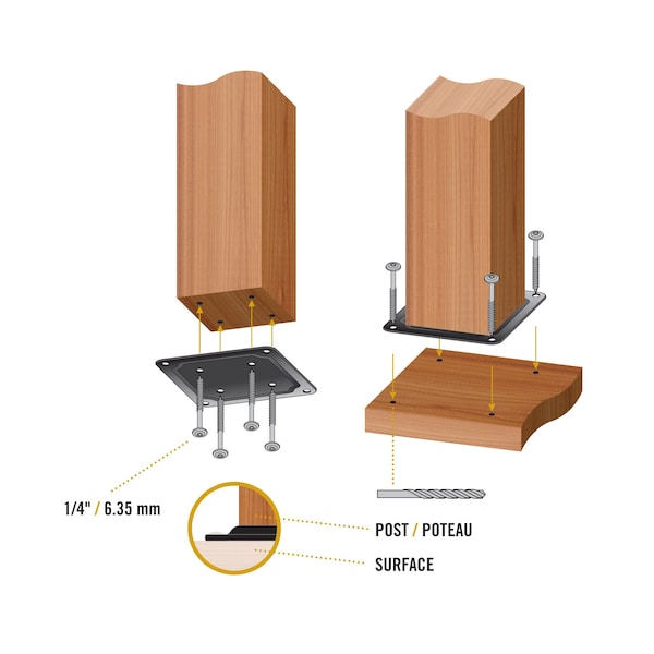 Nuvo Iron BLACK 4in x 4in WOOD POST CONNECTOR PLATE - WPCP4B