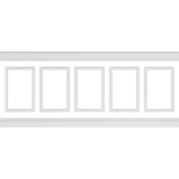 Ekena Millwork 94 1/2"L (Adjustable 40"H to 44"H) Ashford Square Panel Traditional Wainscot Paneling Kit - WPKUSQ081P040