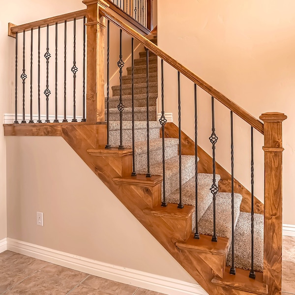 Nuvo Iron in Square x 44in Long Black Steel Interior Balusters - Single Basket, 12PK - SQI1B-12MP