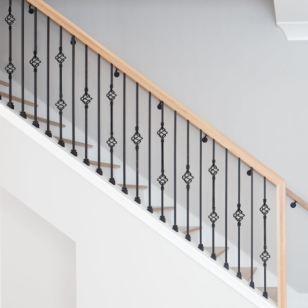 Nuvo Iron in Square x 44in Long Black Steel Interior Balusters - Single Basket, 12PK - SQI1B-12MP