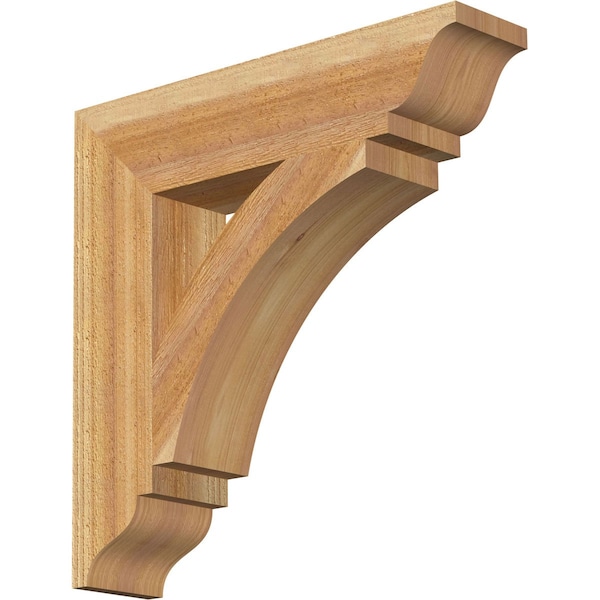 Ekena Millwork Thorton Traditional Rough Sawn Bracket, Western Red Cedar, 4"W x 18"D x 18"H - BKT04X18X18THR01RWR