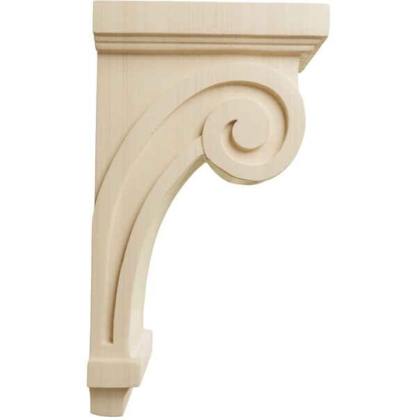 Ekena Millwork 3 1/4"W x 5"D x 9"H Scroll Corbel, Rubberwood - COR03X05X09SCRW