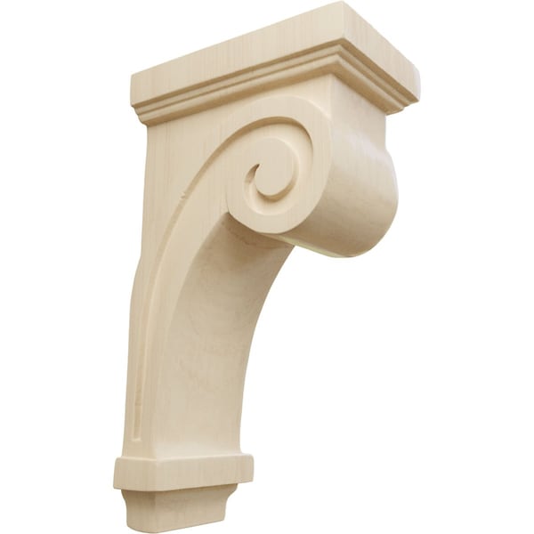 Ekena Millwork 3 1/4"W x 5"D x 9"H Scroll Corbel, Rubberwood - COR03X05X09SCRW