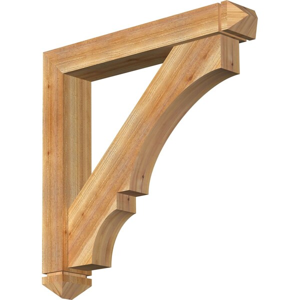 Ekena Millwork Balboa Arts and Crafts Rough Sawn Bracket w/ Offset Brace, Western Red Cedar, 6"W x 36"D x 36"H - BKT0604X36X36BOA03RWR