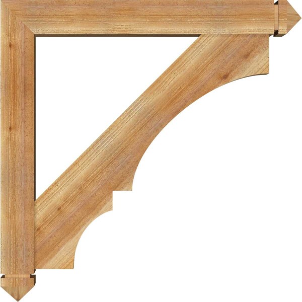 Ekena Millwork Balboa Arts and Crafts Rough Sawn Bracket w/ Offset Brace, Western Red Cedar, 6"W x 36"D x 36"H - BKT0604X36X36BOA03RWR
