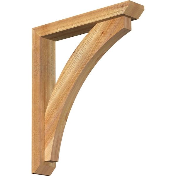 Ekena Millwork Thorton Slat Rough Sawn Bracket w/ Offset Brace, Western Red Cedar, 4"W x 22"D x 26"H - BKT0402X22X26THR06RWR