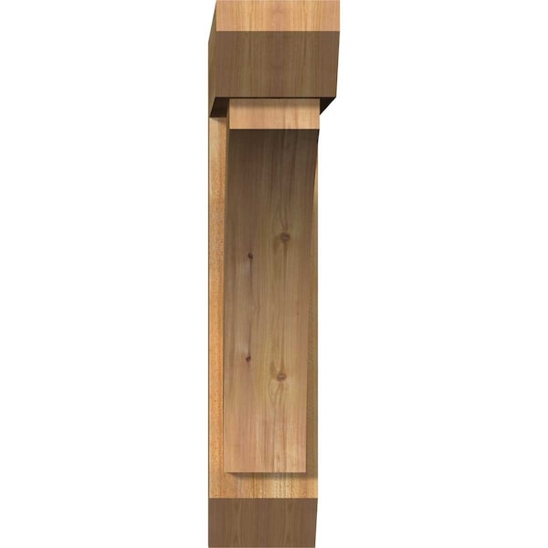 Ekena Millwork Thorton Slat Rough Sawn Bracket w/ Offset Brace, Western Red Cedar, 8"W x 34"D x 38"H - BKT0806X34X38THR06RWR