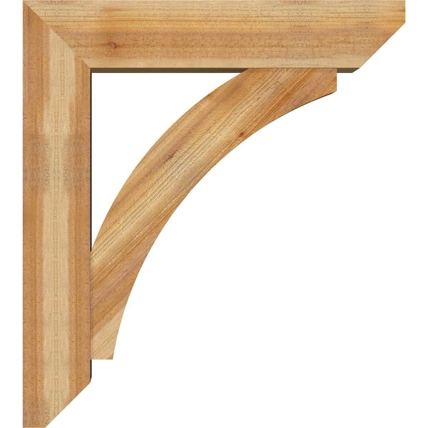 Ekena Millwork Thorton Slat Rough Sawn Bracket w/ Offset Brace, Western Red Cedar, 8"W x 34"D x 38"H - BKT0806X34X38THR06RWR