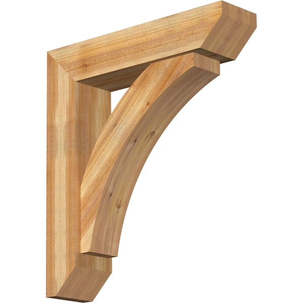 Ekena Millwork Thorton Slat Rough Sawn Bracket w/ Offset Brace, Western Red Cedar, 8"W x 34"D x 38"H - BKT0806X34X38THR06RWR