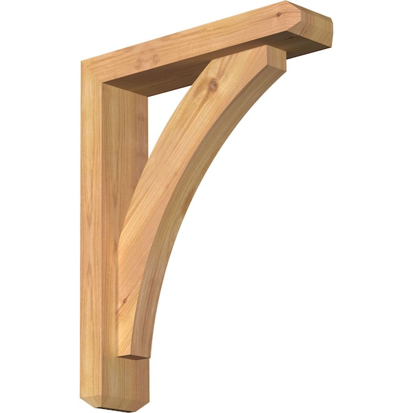 Ekena Millwork Thorton Craftsman Smooth Bracket w/ Offset Brace, Western Red Cedar, 3 1/2"W x 14"D x 18"H - BKT0402X14X18THR04SWR