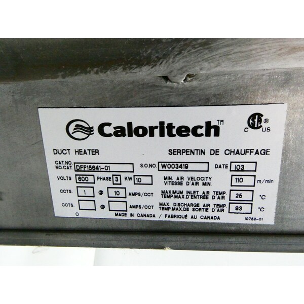 Caloritech DUCT HEATER 10KW 600V-AC OTHER HEATING ELEMENT - DFF15641-01 CP13327-01