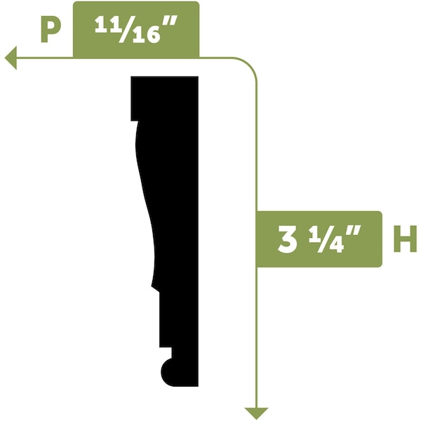 Ekena Millwork WM445 - 3 1/4"H x 11/16"D x 144"L Casing Flexible Moulding - CASFWM445X144