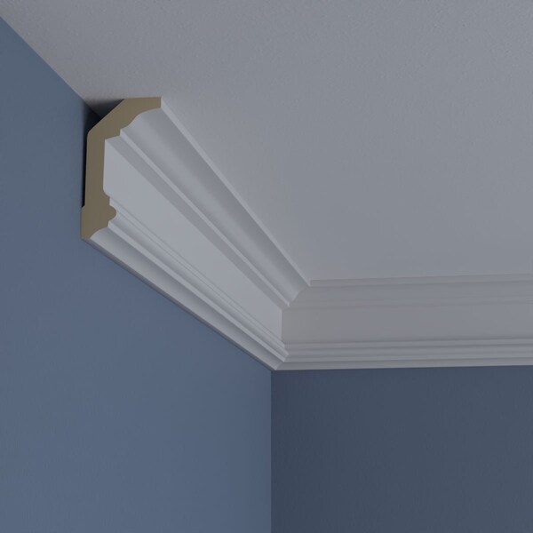 Ekena Millwork 4"H x 2 1/4"P x 4 1/2"F x 94 1/2"L Holmdel Traditional Smooth Crown Moulding - MLD04X02X04HO