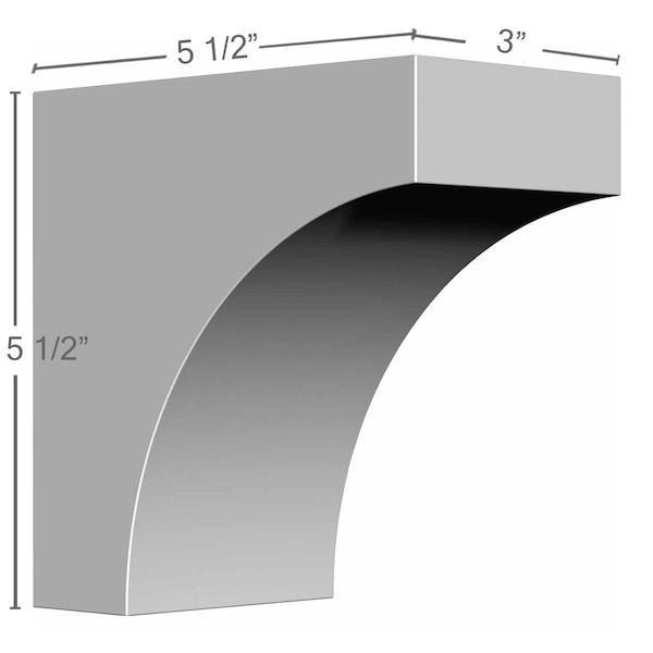 Ekena Millwork 3"W x 5 1/2"D x 5 1/2"H Stockport Bracket - BKT03X05X05ST