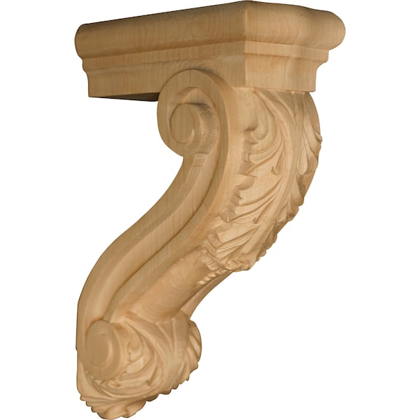 Osborne Wood Products 13 1/2 x 3 1/2 x 8 Modified Bar Corbel with Acanthus Leaves in Cherry - 8105C