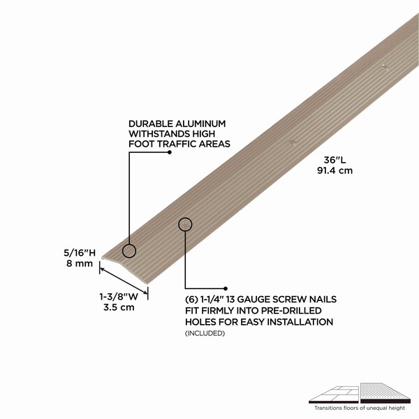M-D Building Products Aluminum, Pewter, 36 in L, 1.375 in W - 43854