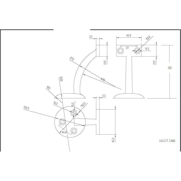 Onward 3 18inch 79 mm Handrail Bracket, OilRubbed Bronze - 22820ORBV