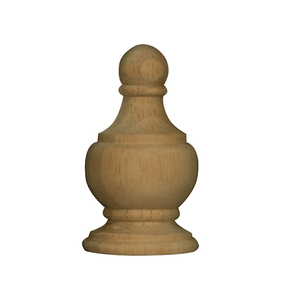 Osborne Wood Products 4 1/4 x 2 3/8 x 1 1/4 Large Traditional Half Finial in Rubberwood - 892052RW